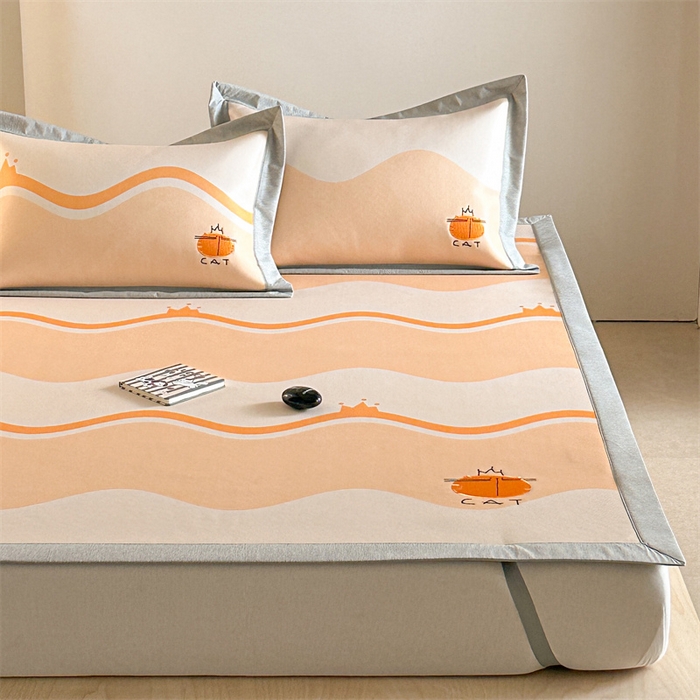 91家纺网 家纺一手货源 找家纺 Sweet dreams甜梦 2025新款母婴级7A抗菌养生冰藤席席子凉席-影棚2床席款 皇冠橘子猫