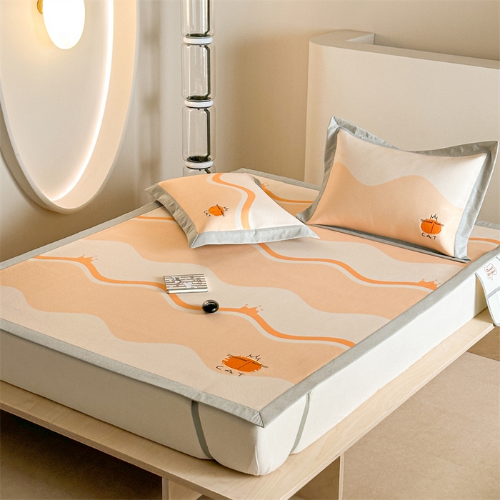 91家纺网 家纺一手货源 找家纺 Sweet dreams甜梦 2025新款母婴级7A抗菌养生冰藤席席子凉席-影棚2床席款 皇冠橘子猫