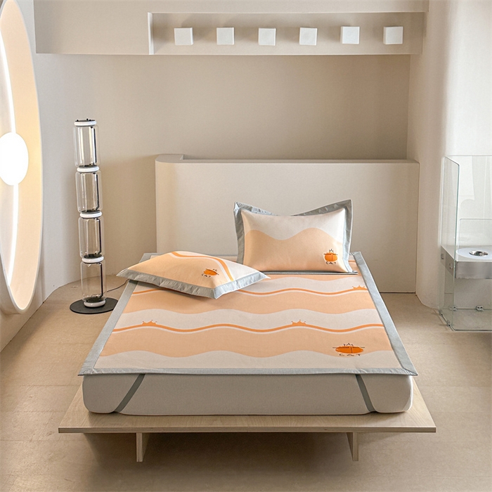 91家纺网 家纺一手货源 找家纺 Sweet dreams甜梦 2025新款母婴级7A抗菌养生冰藤席席子凉席-影棚2床席款 皇冠橘子猫