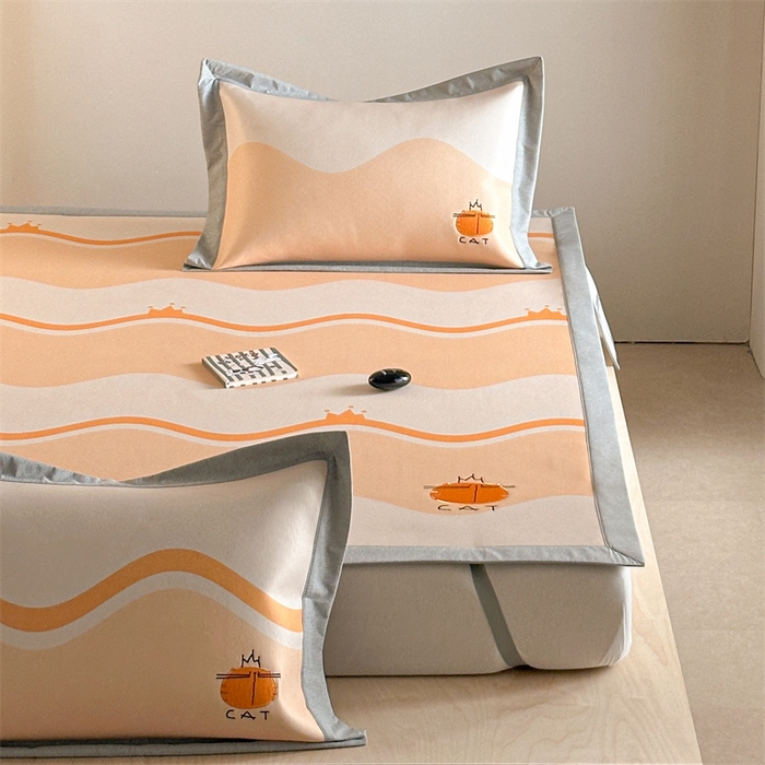 91家纺网 家纺一手货源 找家纺 Sweet dreams甜梦 2025新款母婴级7A抗菌养生冰藤席席子凉席-影棚2床席款 皇冠橘子猫