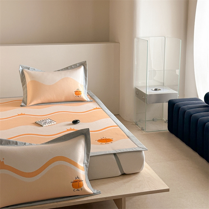 91家纺网 家纺一手货源 找家纺 Sweet dreams甜梦 2025新款母婴级7A抗菌养生冰藤席席子凉席-影棚2床席款 皇冠橘子猫