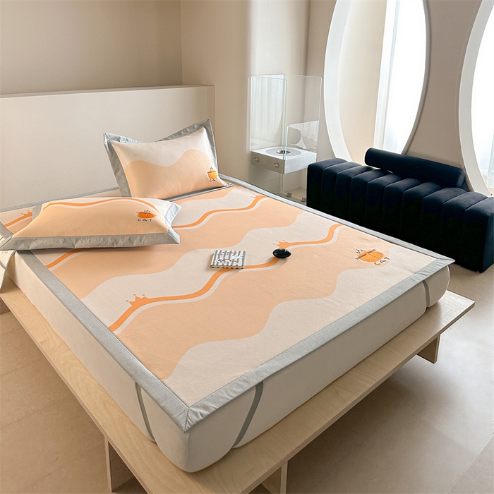 91家纺网 家纺一手货源 找家纺 Sweet dreams甜梦 2025新款母婴级7A抗菌养生冰藤席席子凉席-影棚2床席款 皇冠橘子猫