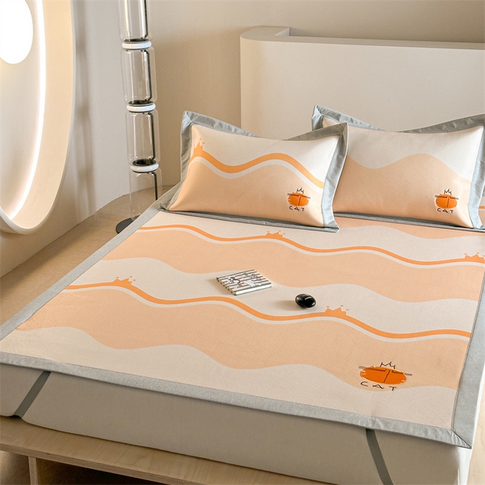 91家纺网 家纺一手货源 找家纺 Sweet dreams甜梦 2025新款母婴级7A抗菌养生冰藤席席子凉席-影棚2床席款 皇冠橘子猫