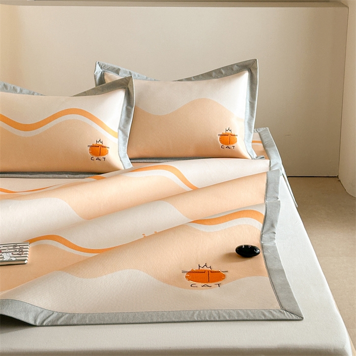 91家纺网 家纺一手货源 找家纺 Sweet dreams甜梦 2025新款母婴级7A抗菌养生冰藤席席子凉席-影棚2床席款 皇冠橘子猫