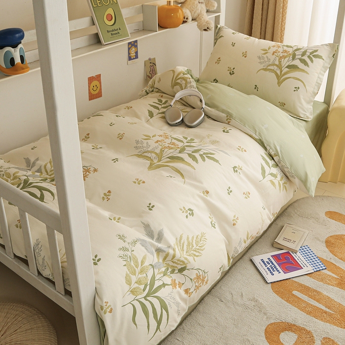 91家纺网 家纺一手货源 找家纺 天之爱 2025新款全棉纯棉印花三件套学生六件套 春意绵绵