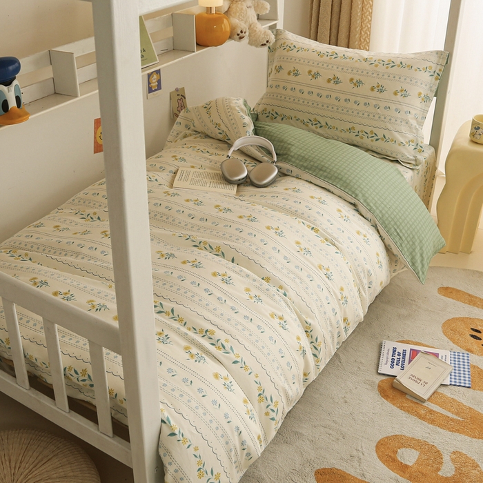 91家纺网 家纺一手货源 找家纺 天之爱 2025新款全棉纯棉印花三件套学生六件套 花语初晴