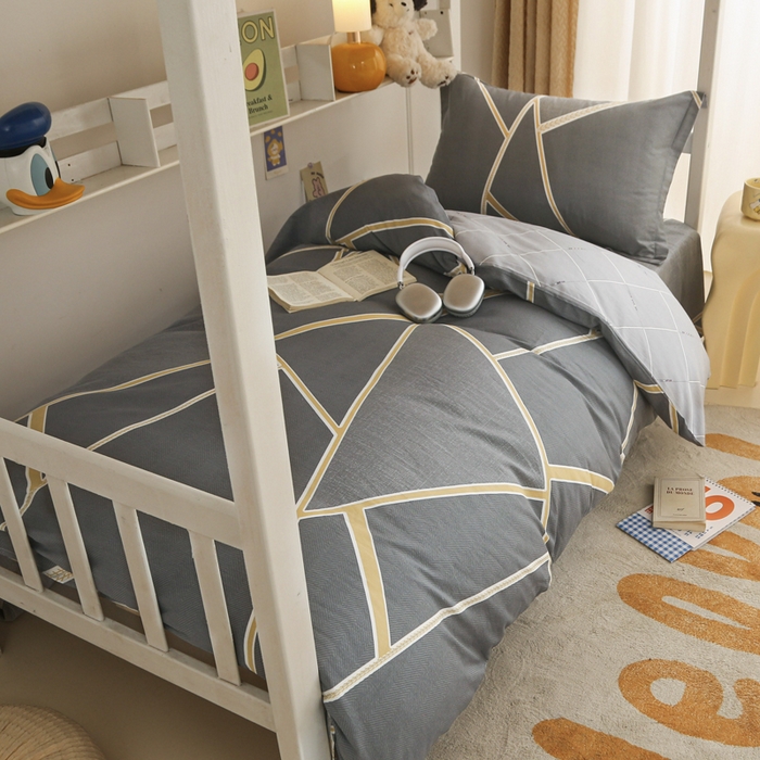 91家纺网 家纺一手货源 找家纺 天之爱 2025新款全棉纯棉印花三件套学生六件套 时尚拼图