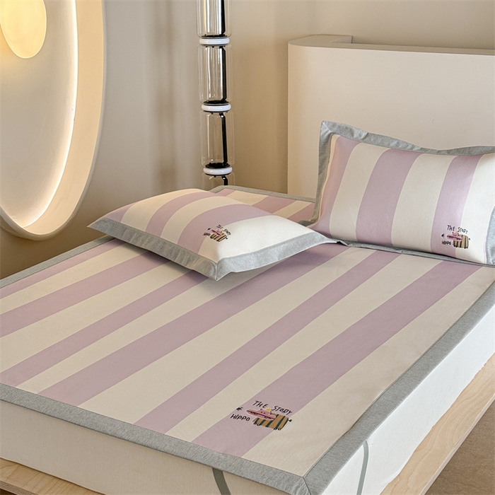 91家纺网 家纺一手货源 找家纺 Sweet dreams甜梦 2025新款母婴级7A抗菌养生冰藤席席子凉席-影棚2床席款 紫色小河马