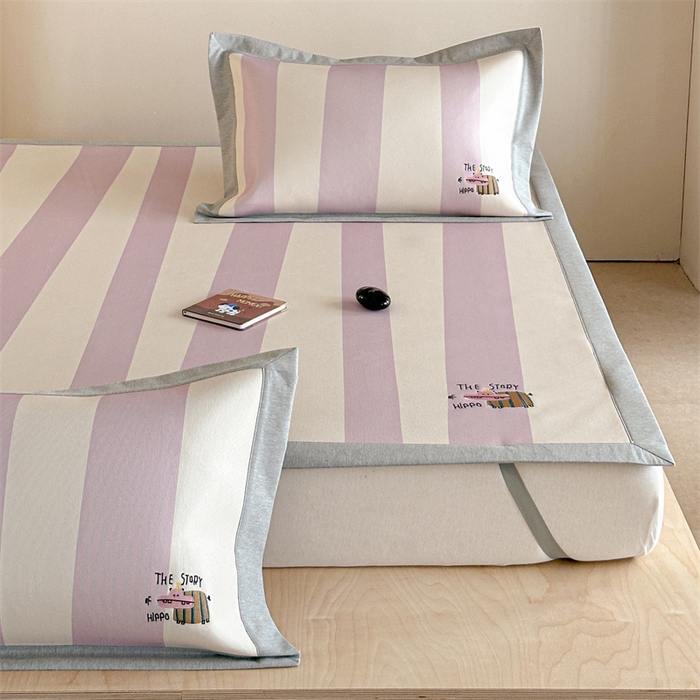 91家纺网 家纺一手货源 找家纺 Sweet dreams甜梦 2025新款母婴级7A抗菌养生冰藤席席子凉席-影棚2床席款 紫色小河马