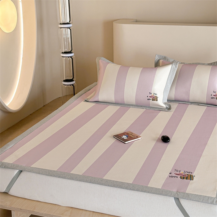 91家纺网 家纺一手货源 找家纺 Sweet dreams甜梦 2025新款母婴级7A抗菌养生冰藤席席子凉席-影棚2床席款 紫色小河马