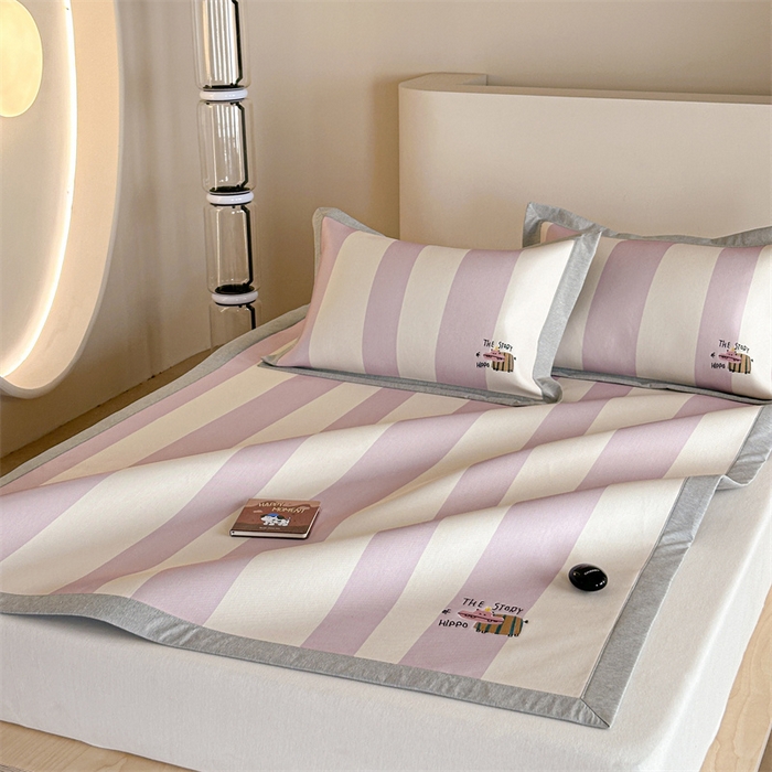 91家纺网 家纺一手货源 找家纺 Sweet dreams甜梦 2025新款母婴级7A抗菌养生冰藤席席子凉席-影棚2床席款 紫色小河马