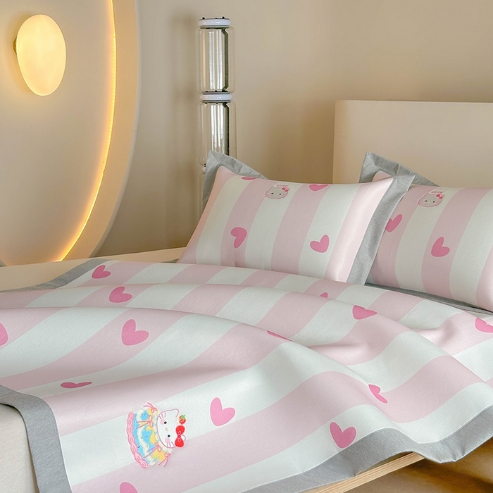 91家纺网 家纺一手货源 找家纺 Sweet dreams甜梦 2025新款母婴级7A抗菌养生冰藤席席子凉席-影棚2床席款 蛋糕猫猫