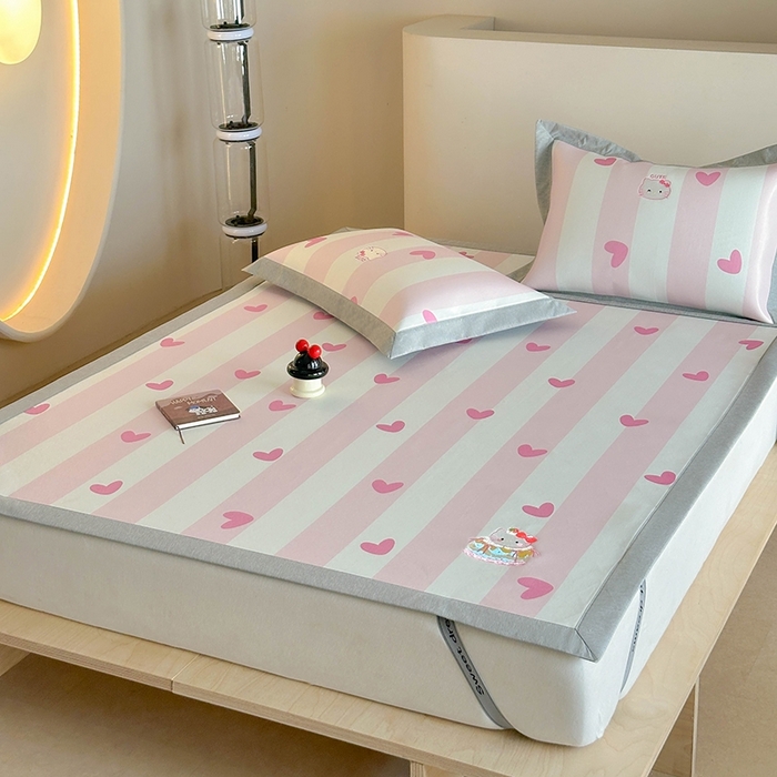 91家纺网 家纺一手货源 找家纺 Sweet dreams甜梦 2025新款母婴级7A抗菌养生冰藤席席子凉席-影棚2床席款 蛋糕猫猫