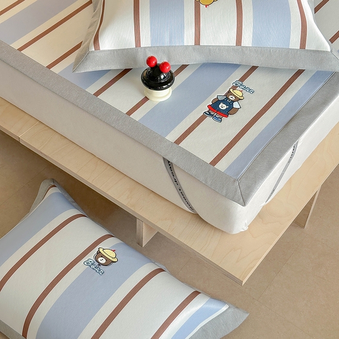 91家纺网 家纺一手货源 找家纺 Sweet dreams甜梦 2025新款母婴级7A抗菌养生冰藤席席子凉席-影棚2床席款 酷酷熊