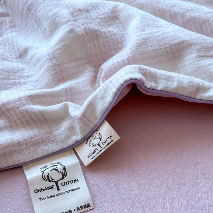 91家纺网 家纺一手货源 找家纺 山舍家居 2025春夏新款全棉提花时屿时空夏被夏凉被空调被夏被四件套 时屿时空-粉紫