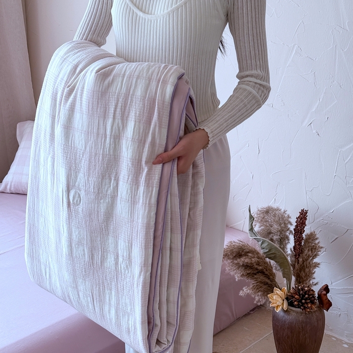 91家纺网 家纺一手货源 找家纺 山舍家居 2025春夏新款全棉提花时屿时空夏被夏凉被空调被夏被四件套 时屿时空-粉紫