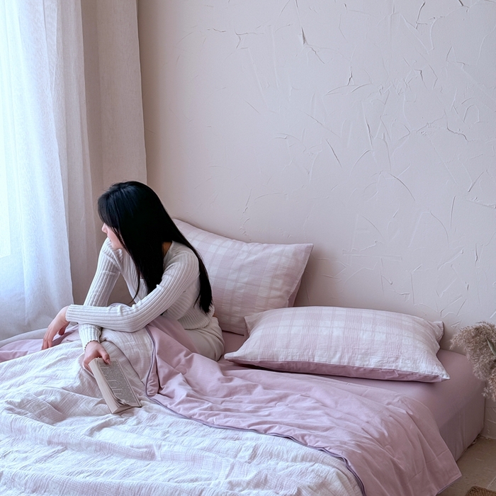 91家纺网 家纺一手货源 找家纺 山舍家居 2025春夏新款全棉提花时屿时空夏被夏凉被空调被夏被四件套 时屿时空-粉紫