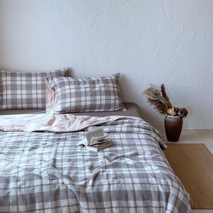 91家纺网 家纺一手货源 找家纺 山舍家居 2025春夏新款全棉提花时屿时空夏被夏凉被空调被夏被四件套 时屿时空-咖