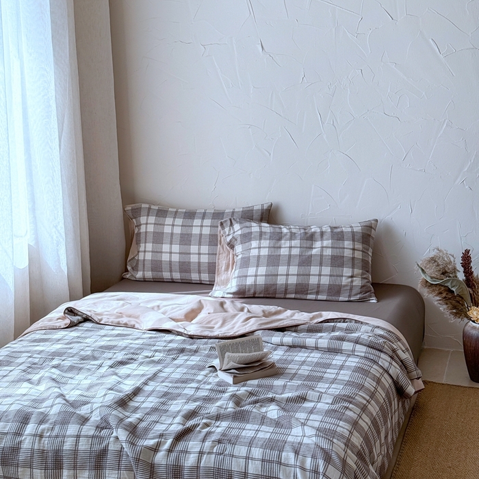 91家纺网 家纺一手货源 找家纺 山舍家居 2025春夏新款全棉提花时屿时空夏被夏凉被空调被夏被四件套 时屿时空-咖