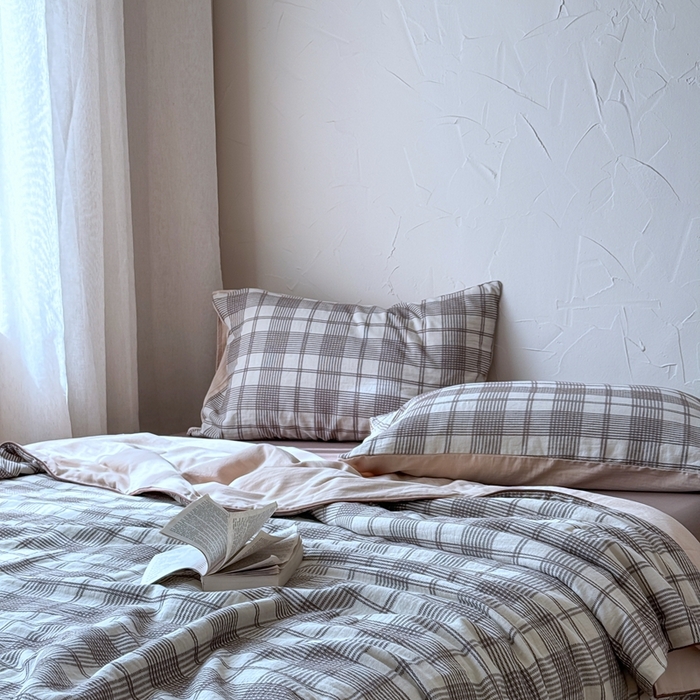 91家纺网 家纺一手货源 找家纺 山舍家居 2025春夏新款全棉提花时屿时空夏被夏凉被空调被夏被四件套 时屿时空-咖