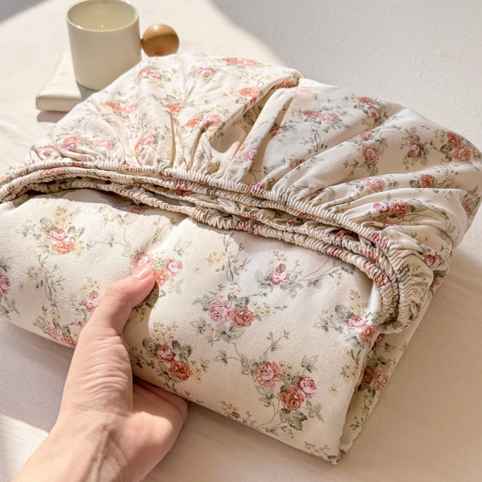 91家纺网 家纺一手货源 找家纺 （总）韩巢家纺 2025新款全棉纯棉田园小清新花卉老粗布席子凉席夏季凉席席子床笠款床套