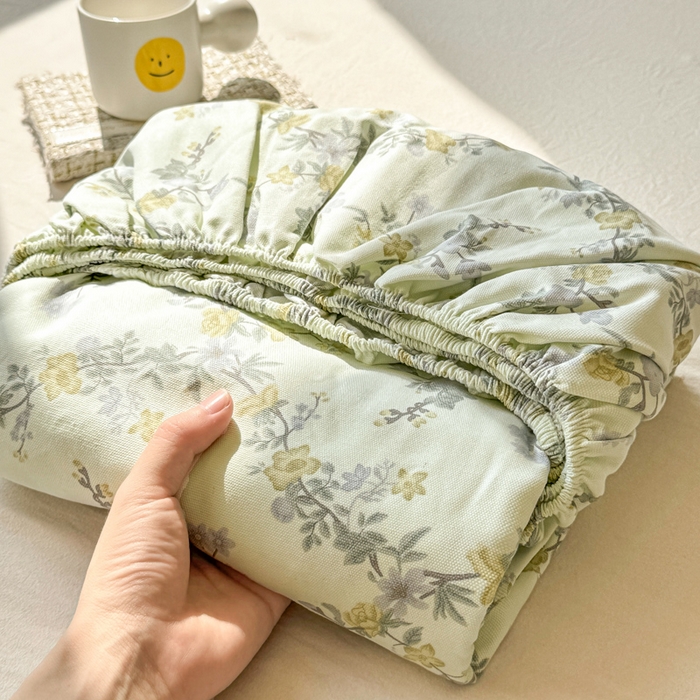 91家纺网 家纺一手货源 找家纺 （总）韩巢家纺 2025新款全棉纯棉田园小清新花卉老粗布席子凉席夏季凉席席子床笠款床套