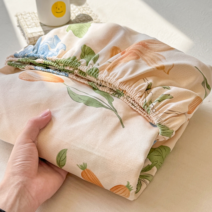 91家纺网 家纺一手货源 找家纺 （总）韩巢家纺 2025新款全棉纯棉田园小清新花卉老粗布席子凉席夏季凉席席子床笠款床套