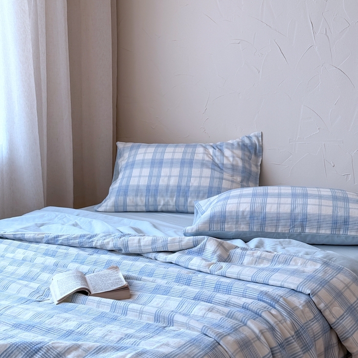 91家纺网 家纺一手货源 找家纺 山舍家居 2025春夏新款全棉提花时屿时空夏被夏凉被空调被夏被四件套 时屿时空-蓝