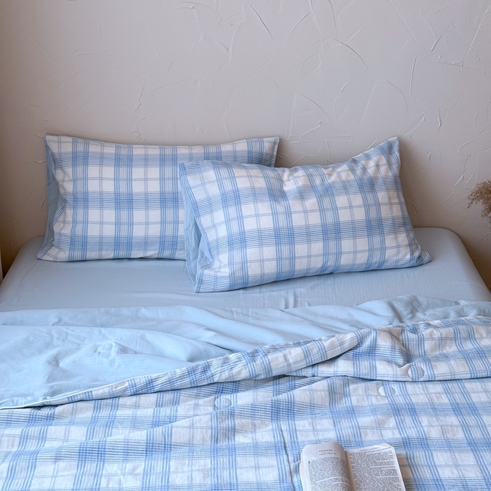 91家纺网 家纺一手货源 找家纺 山舍家居 2025春夏新款全棉提花时屿时空夏被夏凉被空调被夏被四件套 时屿时空-蓝