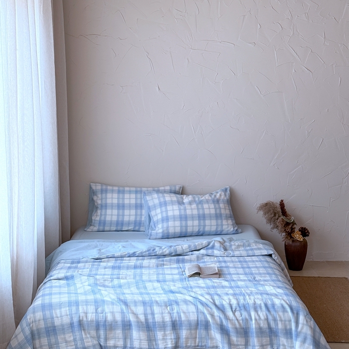 91家纺网 家纺一手货源 找家纺 山舍家居 2025春夏新款全棉提花时屿时空夏被夏凉被空调被夏被四件套 时屿时空-蓝