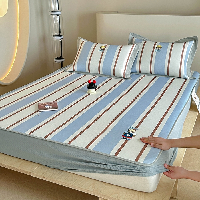 91家纺网 家纺一手货源 找家纺 （总）Sweet dreams甜梦 2025新款母婴级7A抗菌养生冰藤席席子凉席-影棚2床笠款