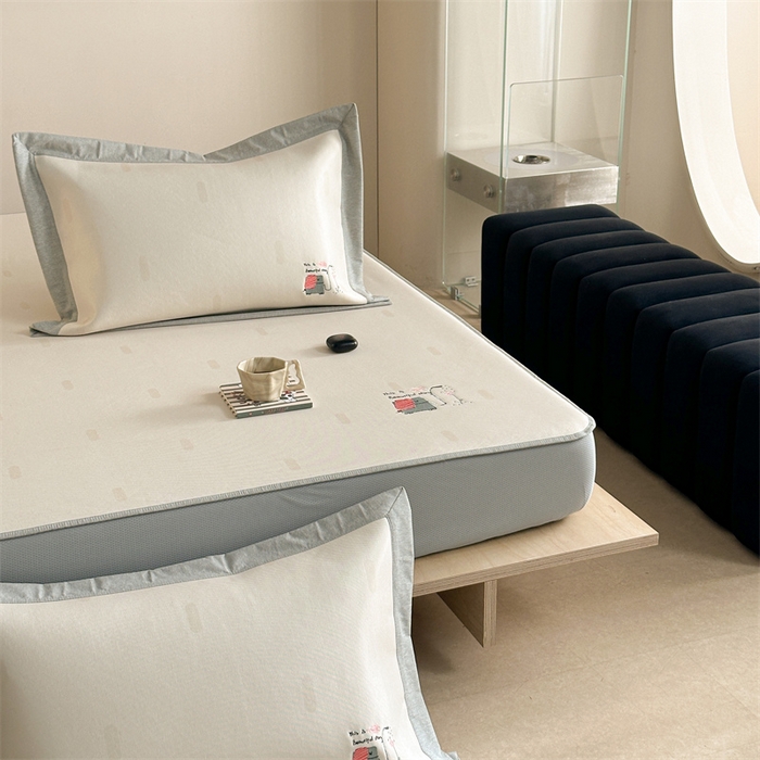 91家纺网 家纺一手货源 找家纺 Sweet dreams甜梦 2025新款母婴级7A抗菌养生冰藤席席子凉席-影棚2床笠款 波点小象