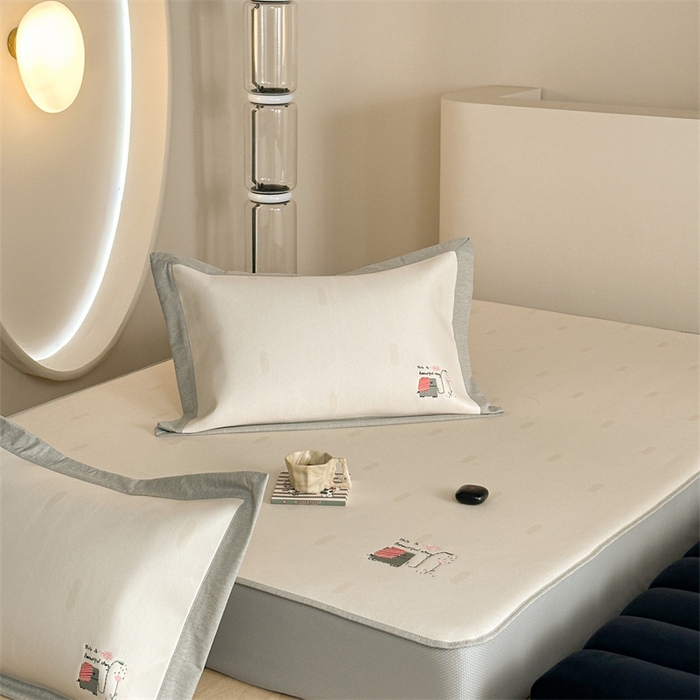 91家纺网 家纺一手货源 找家纺 Sweet dreams甜梦 2025新款母婴级7A抗菌养生冰藤席席子凉席-影棚2床笠款 波点小象