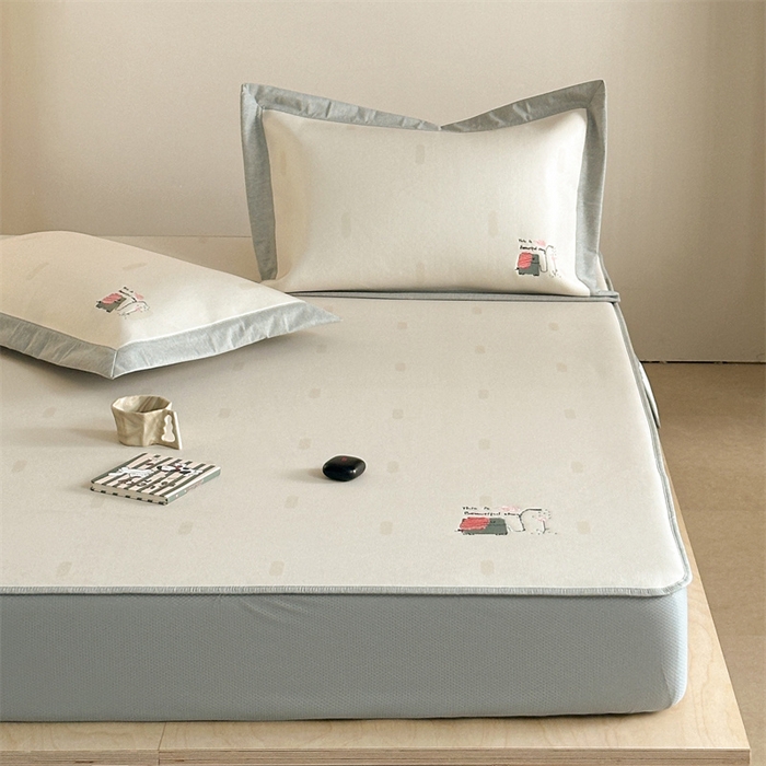 91家纺网 家纺一手货源 找家纺 Sweet dreams甜梦 2025新款母婴级7A抗菌养生冰藤席席子凉席-影棚2床笠款 波点小象