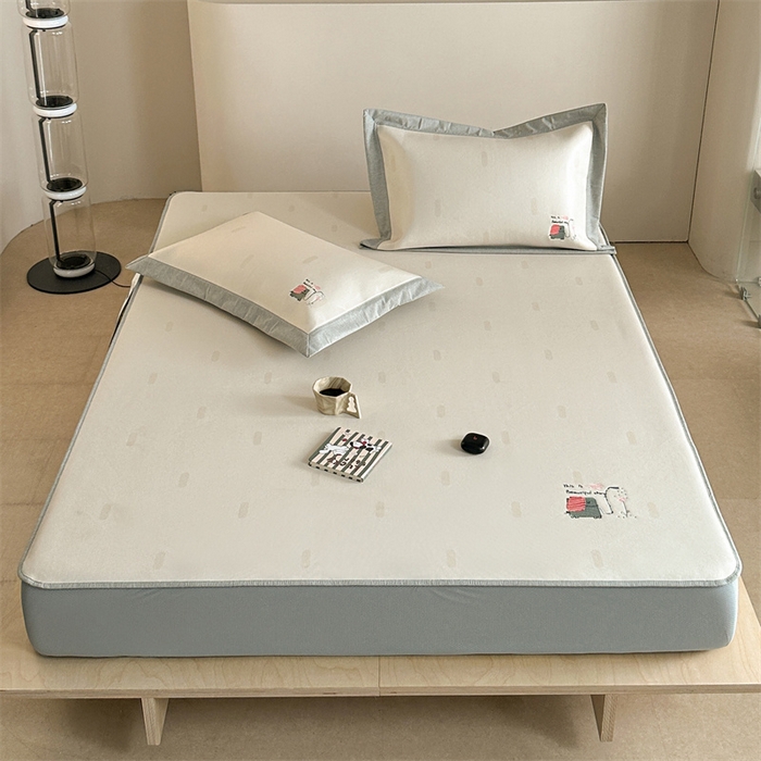 91家纺网 家纺一手货源 找家纺 Sweet dreams甜梦 2025新款母婴级7A抗菌养生冰藤席席子凉席-影棚2床笠款 波点小象