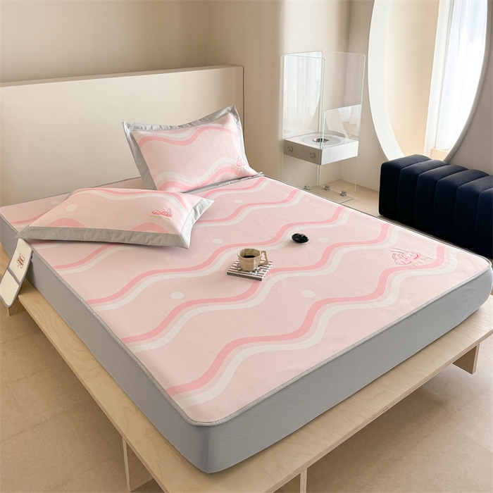 91家纺网 家纺一手货源 找家纺 Sweet dreams甜梦 2025新款母婴级7A抗菌养生冰藤席席子凉席-影棚2床笠款 波浪调皮兔