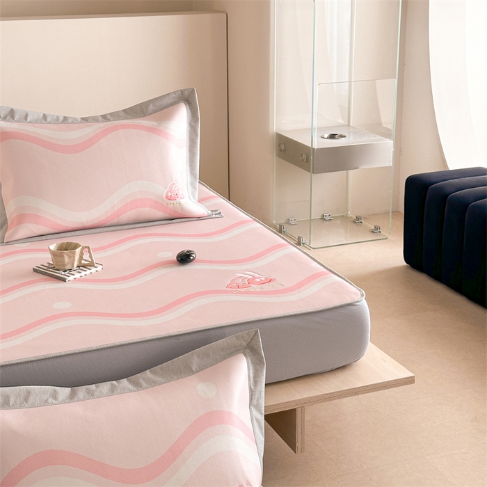 91家纺网 家纺一手货源 找家纺 Sweet dreams甜梦 2025新款母婴级7A抗菌养生冰藤席席子凉席-影棚2床笠款 波浪调皮兔