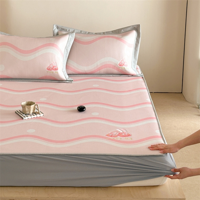 91家纺网 家纺一手货源 找家纺 Sweet dreams甜梦 2025新款母婴级7A抗菌养生冰藤席席子凉席-影棚2床笠款 波浪调皮兔