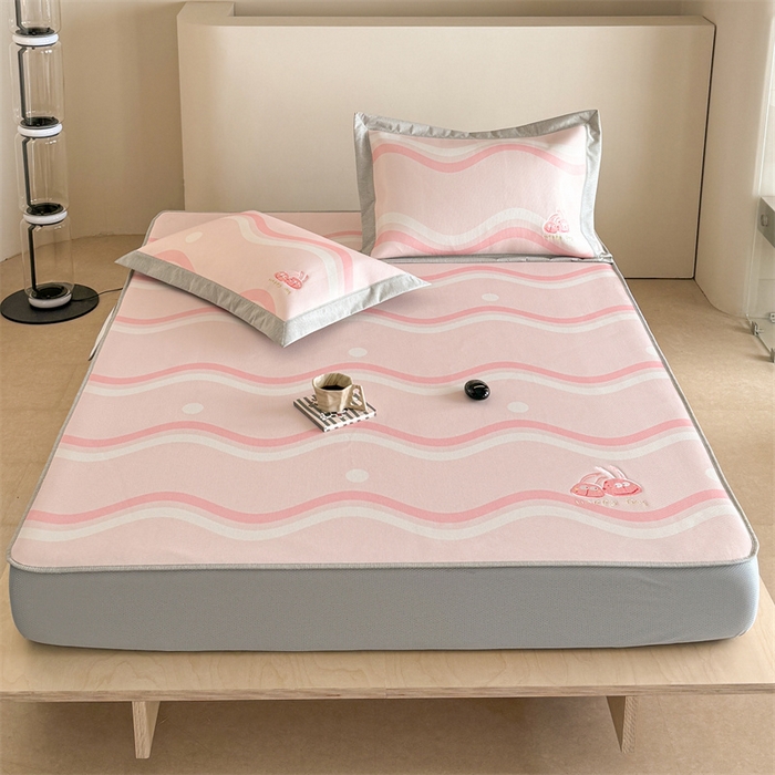 91家纺网 家纺一手货源 找家纺 Sweet dreams甜梦 2025新款母婴级7A抗菌养生冰藤席席子凉席-影棚2床笠款 波浪调皮兔