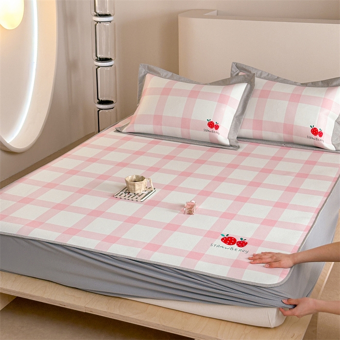Sweet dreams甜梦 2025新款母婴级7A抗菌养生冰藤席席子凉席-影棚2床笠款 格子草莓