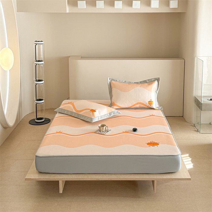 91家纺网 家纺一手货源 找家纺 Sweet dreams甜梦 2025新款母婴级7A抗菌养生冰藤席席子凉席-影棚2床笠款 皇冠橘子猫