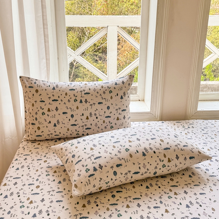 91家纺网 家纺一手货源 找家纺 韩巢家纺 2025新款全棉纯棉田园小清新花卉老粗布席子凉席夏季凉席席子床笠款床套 丛林