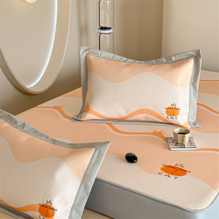 91家纺网 家纺一手货源 找家纺 Sweet dreams甜梦 2025新款母婴级7A抗菌养生冰藤席席子凉席-影棚2床笠款 皇冠橘子猫