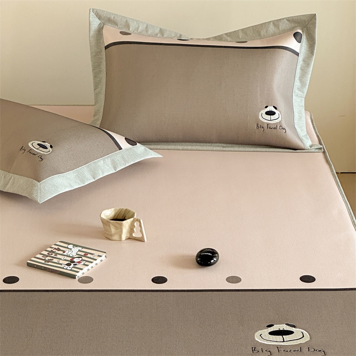 91家纺网 家纺一手货源 找家纺 Sweet dreams甜梦 2025新款母婴级7A抗菌养生冰藤席席子凉席-影棚2床笠款 可爱狗狗