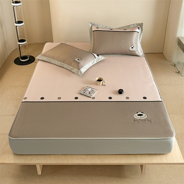 91家纺网 家纺一手货源 找家纺 Sweet dreams甜梦 2025新款母婴级7A抗菌养生冰藤席席子凉席-影棚2床笠款 可爱狗狗