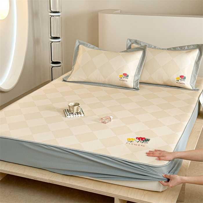 Sweet dreams甜梦 2025新款母婴级7A抗菌养生冰藤席席子凉席-影棚2床笠款 菱格小花朵