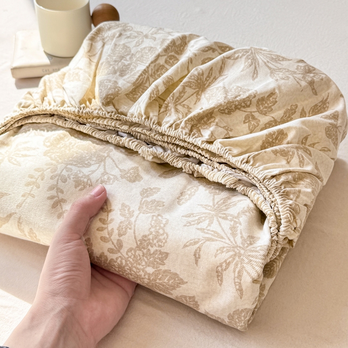 91家纺网 家纺一手货源 找家纺 韩巢家纺 2025新款全棉纯棉田园小清新花卉老粗布席子凉席夏季凉席席子床笠款床套 枫叶