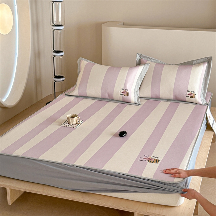 Sweet dreams甜梦 2025新款母婴级7A抗菌养生冰藤席席子凉席-影棚2床笠款 紫色小河马