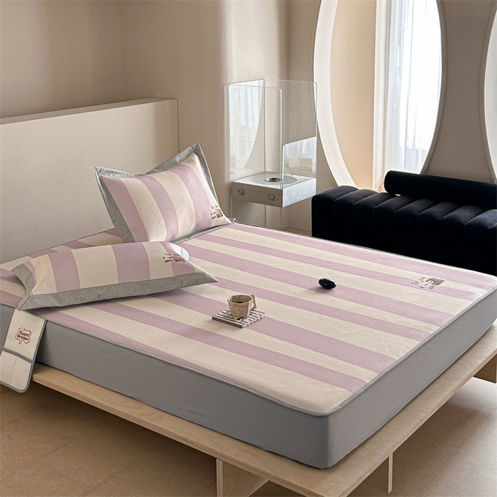 91家纺网 家纺一手货源 找家纺 Sweet dreams甜梦 2025新款母婴级7A抗菌养生冰藤席席子凉席-影棚2床笠款 紫色小河马