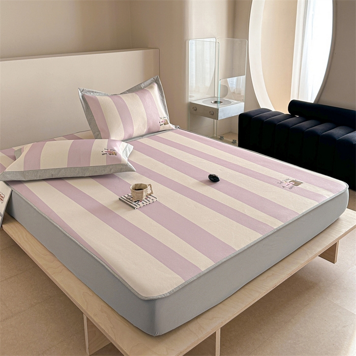 91家纺网 家纺一手货源 找家纺 Sweet dreams甜梦 2025新款母婴级7A抗菌养生冰藤席席子凉席-影棚2床笠款 紫色小河马